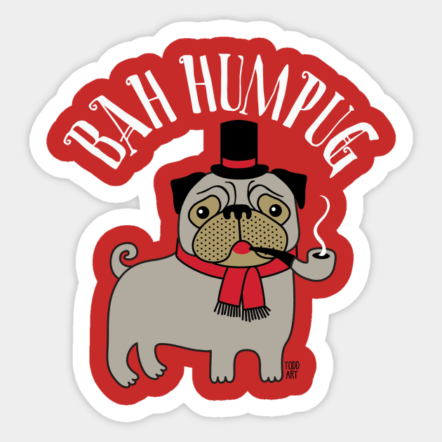 BAH HUM PUG Sticker by toddgoldmanart